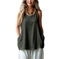 thumbnail image 1 of dazeni Oversized Linen Tank Tops Women Flowy Hem Sleeveless T Shirts with Pockets Loose Casual Crewneck Tunic Blouse Tee Dark Gray M, 1 of 7