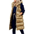 thumbnail image 1 of dazeni Plus Size Long Puffer Vest for Women Sleeveless Puffer Jacket with Hood Lightweight Down Vest Full Zip Winter Quilted Vest, 1 of 7