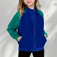 thumbnail image 1 of dazeni Polar Fleece Sweatshirts Jackets for Teen Girls 5-14T Cute Color Block Zip Up Sweatshirt Loose Long Sleeve Pullover Tops Kids Girl Clothes Blue 3 Years, 1 of 9