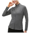 thumbnail image 1 of dazeni Women's Cropped Athletic Full Zip Jacket Long Sleeve Workout Running Jacket Slim Yoga Track Jacket with Pockets, 1 of 7