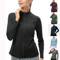 thumbnail image 1 of dazeni Women's Cropped Athletic Full Zip Jacket Long Sleeve Workout Running Jacket Slim Yoga Track Jacket with Pockets, 1 of 7