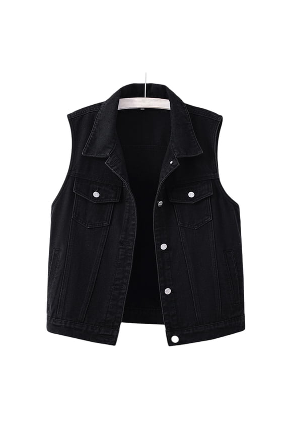Womens 3/4 Sleeve Short Denim Jacket Lapel Button Down Light Cropped Jean Jackets Trucker Jean Jackets Coats with Pockets