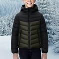 thumbnail image 1 of dazeni Quilted Down Coat for Boys Full Zip up Puffer Jacket with Hood Puffy Thick Hooded Zipper Pockets Jackets Winter Warm Outwear for Cold Weather, 1 of 5