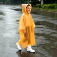 thumbnail image 1 of dazeni Rain Ponchos Raincoats for Kids Disposable Boys Girls Rain Jackets Lightweight Waterproof Long Sleeve Raincoat Hooded Pullover Orange Free Size, 1 of 6