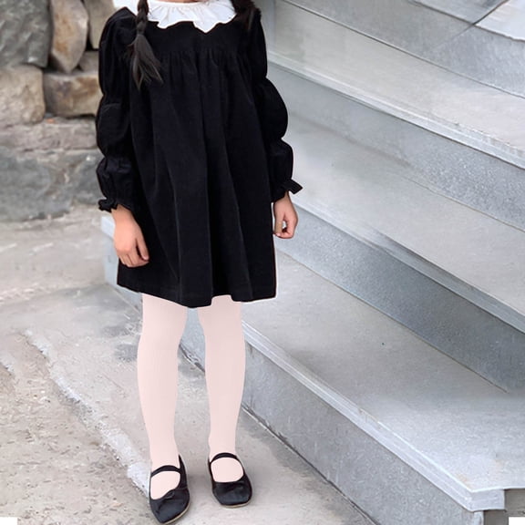 dazeni Striped Tights for Girls Ultra Soft Elastic Footed Tights Seamless Outwear Pantyhose for Dress Pink 7 Years