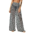 thumbnail image 1 of dazeni Summer See Through Boho Pants Floral Print Sheer Mesh High Waisted Cover up Pants Sun Protection Wide Leg Palazzo Pants Lightweight Flowy Beach Vacation Trousers Gray Large, 1 of 7