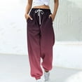 thumbnail image 1 of dazeni Sweatpants Women Baggy Fashion Gradient Print High Waisted Wide Leg Petite Joggers with Pockets Comfy Active Workout Sweat Pants Trousers Pink M, 1 of 5