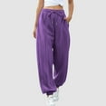 thumbnail image 1 of dazeni Sweatpants for Women High Waisted Balloon Pants Casual Athletic Workout Joggers Lounge Pants with Pockets Pleated New Style Purple S, 1 of 7