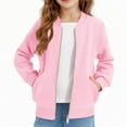 thumbnail image 1 of dazeni Teen Girls 4-15 Years Zip Up Sweatshirts Kids Casual Long Sleeve Sweatshirt Fashion Fall Bomber Jackets with Pockets Pink 11 Years, 1 of 7