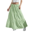 thumbnail image 1 of dazeni Teen Girls Casual Maxi Skirt Vintage Elastic High Waist Tiered Hem Long Swing Skirts Solid Boho Ankle Length Drawstring Skirts Fashion Beach Vacation Clothes 4-14T, 1 of 9