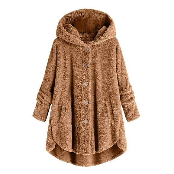 dazeni Teen Girls Fuzzy Fleece Hoddies Winter Warm Oversized Button Sweatshirts Cozy Plush Sherpa Blanket Hoodies for Kids