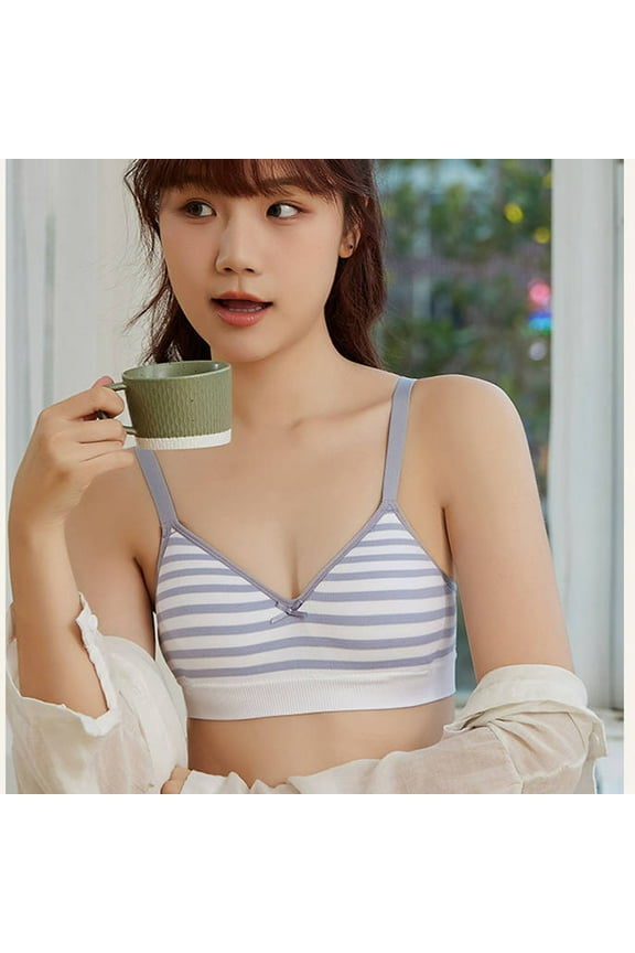 Teen Girls Striped Sports Bras Lightly Training Bra Comfortable First Bras Breathable Seamless Underwear 14-18 Years
