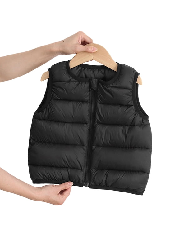 Toddler 0-8 T Zip up Puffer Vest Boys Girls Sleeveless Quilted Jackets Winter Warm Fleece Lined Waistcaot Thermal Layer Outwear