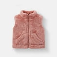 thumbnail image 1 of dazeni Toddler Baby Boy Girl Fleece Vest Lightweight Cute Fuzzy Sh𝐞rpa Sleeveless Waistcoat Solid Color Winter Warm Plush Zip up Jacket Vest with Pockets Pink 120, 1 of 4