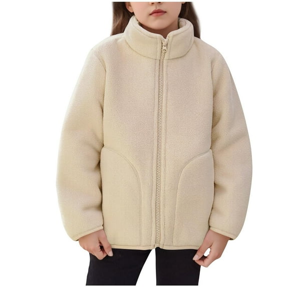 dazeni Toddler Boys Girls Polar Fleece Jacket Kids Full Zip up Coat Cozy Long Sleeve Winter Warm Coat with Pockets