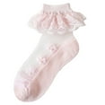 thumbnail image 1 of dazeni Toddler Girls Ruffle Double Layer Fairy Socks Princess Socks for Mary Shoes Cute Breathable Cotton Socks with Lace Trim 1-13 Years Pink 1 Years, 1 of 7