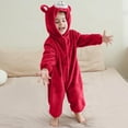 thumbnail image 1 of dazeni Toddler Kids Halloween Romper Dress up Flannel Snowsuit Soft Plush Fleece Cute Cartoon Tiger Onesie Hooded Pajamas for Boys Girls Christmas Gifts Red 110, 1 of 7