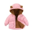 thumbnail image 1 of dazeni Toddler Winter Warm Fleece Coat Boys Girls Cute Bear Ear Hooded Jackets with Pockets Thermal Quilted Jackets for Clod Weather, 1 of 4