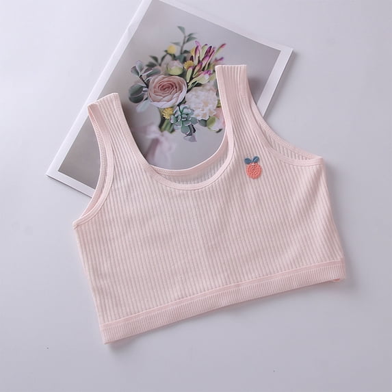 dazeni Training Bra for Girls 9-14 Years Breathable Cotton Sports Bras Comfortable First Bra No Padded Cute Print Cropped Cami Tops for Teens
