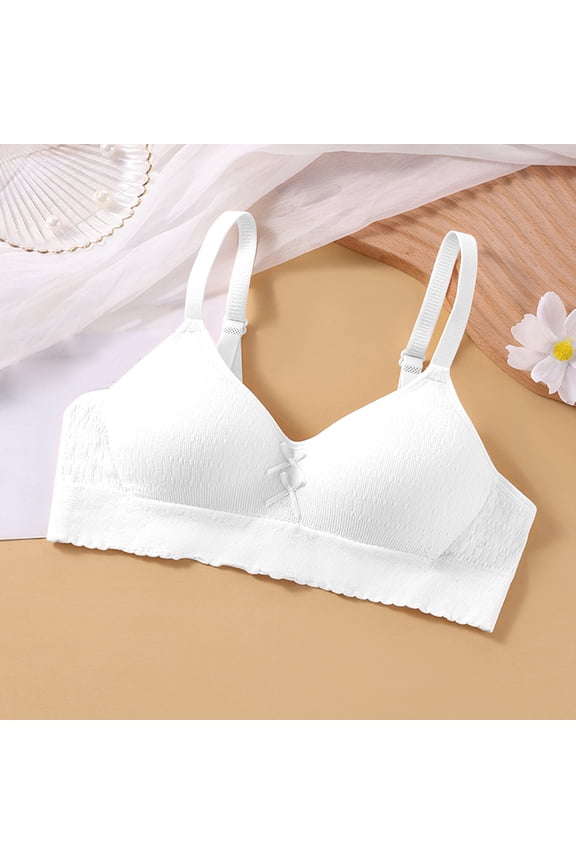 Training Bras for Girls Comfortable Tie Bow Wireless Teen Bras Lightly Padded Kids Bra Adjustable Straps Everday Bras 14-18 Years