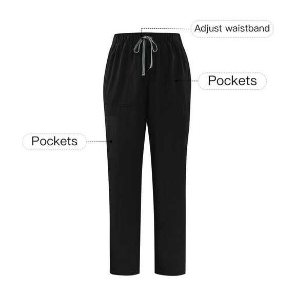 dazeni Unisex Scrub Pants Men Women Uniform Work Straight Leg Pants Loose Casual Workout Drawstring Sweatpants