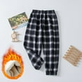 thumbnail image 1 of dazeni Unisex Toddler Boys Girls Winter Warm Plaid Joggers Sherpa Lined Sweatpants Jogger Loose Casual Elastic Waisted Trousers Black, 1 of 3