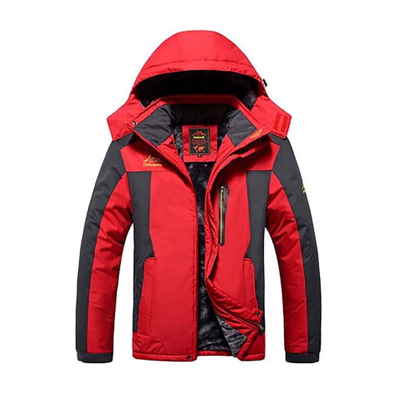 dazeni Unisex Women's Plus Size Winter Warm Sherpa Lined Jacket Full Zipper Snow Coat Mountain Windbreaker Hooded Jacket Thermal Long Sleeve Jackets Couples Outwear with Hoody