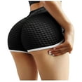 thumbnail image 1 of dazeni V Cross Waist Booty Shorts for Women Scrunch Butt Lifting Workout Yoga Shorts Color Block Texture High Waisted Athletic Short Leggings Black L, 1 of 8