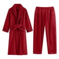 thumbnail image 1 of dazeni Warm Fleece Robe Sets for Mens Shawl Collar Flannel Robe with Pjs Bottom for Bathroom Cozy Warm Bathrobe Winter Housewear for Adult, 1 of 6