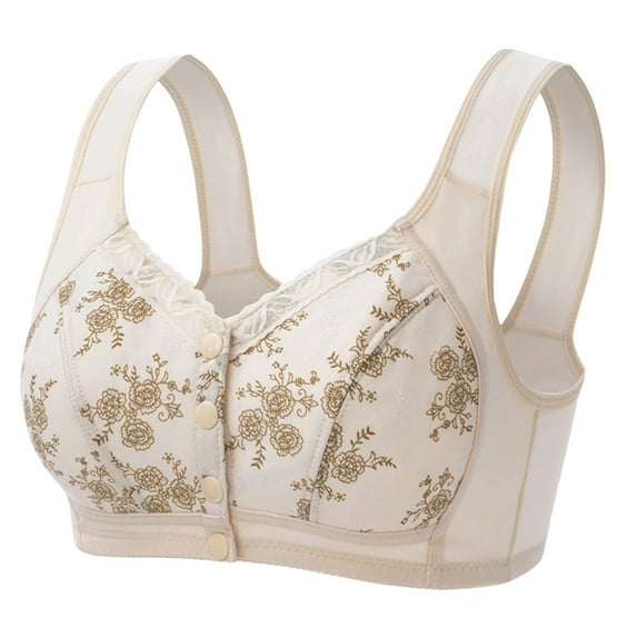 dazeni Women Plus Size Comfortable Push Up Wireless Bra Comfort Front Closure Full Coverage Bra Breathable Padded No Underwires Bralettes for Older Women