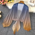 thumbnail image 1 of dazeni Women Sheer Bolero Shrug Fashion Tie Front Chiffon Cardigan Lightweight Tie Dye Long Sleeve Open Front Cardigan Jackets, 1 of 7