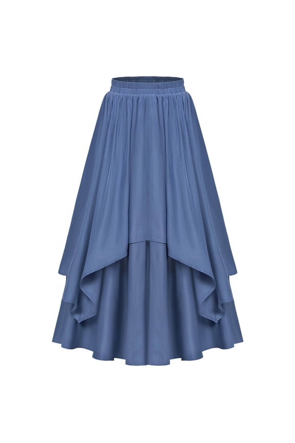 Women Steampunk Victorian Skirt Renaissance Gothic Ruffled Pirate Skirts Vintage Elastic Waist Pleated Skirt