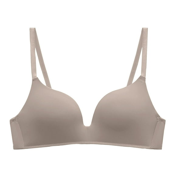 dazeni Women V Neck Wireless Bra No Underwire Fixed Molded Cup Seamless Push Up Bras for Women Soft Support Smoothing T-Shirt Bra