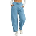 thumbnail image 1 of dazeni Women's Barrel Sweatpants Wide Leg Athletic Drawstring Baggy Sweatpants Comfy Solid Workout Sweat Pants with Pockets, 1 of 9