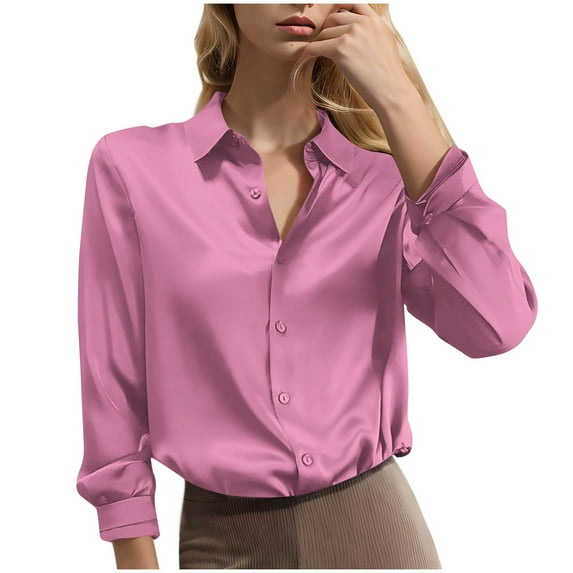 dazeni Women's Button Down Shirts Long Sleeve Basic Classic Soft Shirt Collared Fashion Dressy Casual Business Office Blouse S-3XL