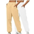 thumbnail image 1 of dazeni Women's Cinch Sweatpants for Petite High Waisted Tummy Control Joggers Lightweight Workout Pants with Pockets 2 Pack Fleece Sweatpants White XL, 1 of 4