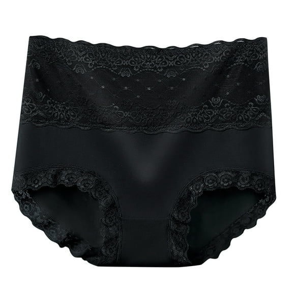 dazeni Women's Cotton Lace Underwear High Waisted Brief Seamless Tummy Control Underwear Comfort Full Coverage Panty L-3XL