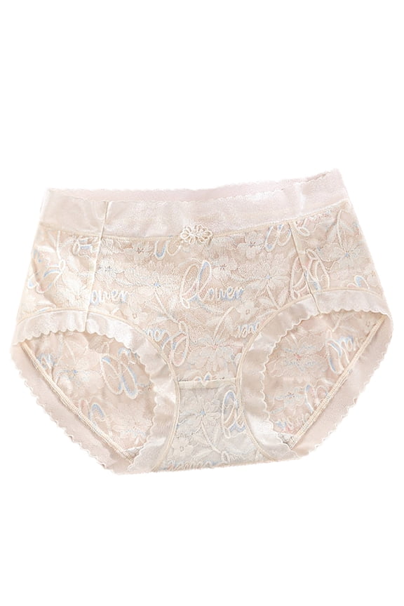 Women's High Waisted Brief Lace Panties French Hipster Underwear Breathable Ice Cooling Full Coverage Panties Ladies Floral Underpants