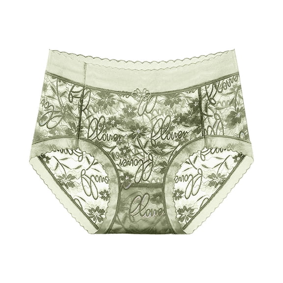 dazeni Women's High Waisted Brief Lace Panties French Hipster Underwear Breathable Ice Cooling Full Coverage Panties Ladies Floral Underpants