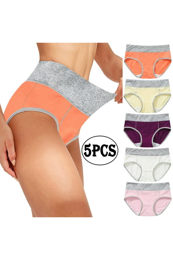 Women's Lift up Underwear 5 Pack Plus Size Seamless High Waisted Panty Cotton Comfort Breathable Bikini Boyshort or Thong Panties 4X-Large