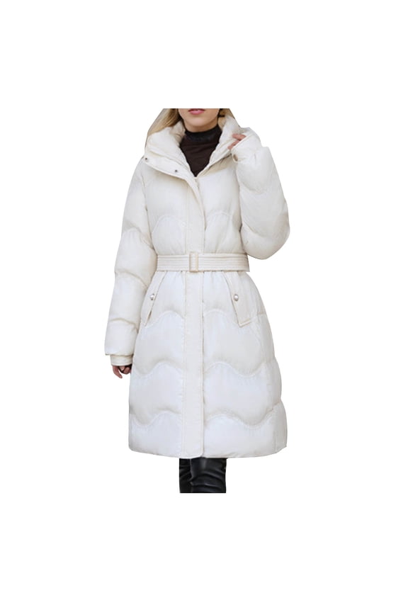 Women's Long Down Coat with Pockets Hooded Smock Neck Thickened Jacket Maxi Down Parka Puffer Winter Coat Fashions Puffer Jacket Multi Style to Choose