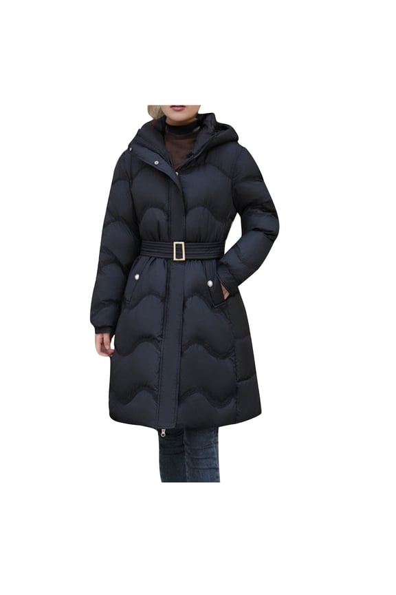 Women's Long Down Coat with Pockets Hooded Smock Neck Thickened Jacket Maxi Down Parka Puffer Winter Coat Fashions Puffer Jacket Multi Style to Choose