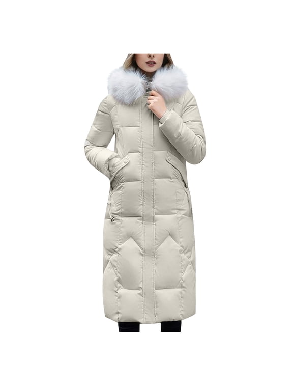 Women's Long Down Coat with Pockets Hooded Smock Neck Thickened Jacket Maxi Down Parka Puffer Winter Coat Fashions Puffer Jacket Multi Style to Choose