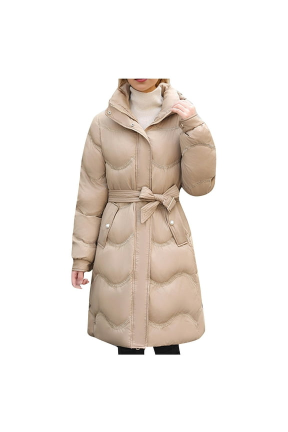 Women's Long Down Coat with Pockets Hooded Smock Neck Thickened Jacket Maxi Down Parka Puffer Winter Coat Fashions Puffer Jacket Multi Style to Choose