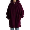 thumbnail image 1 of dazeni Women's Oversized Hoodies Zip Up Drawstring Long Sleeve Hooded Sweatshirts Casual Irregular Hem Long Sweatshirts with Pockets Plus Size, 1 of 9