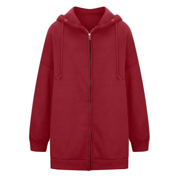 dazeni Women's Oversized Hoodies Zip Up Drawstring Long Sleeve Hooded Sweatshirts Casual Irregular Hem Long Sweatshirts with Pockets Plus Size