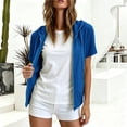 thumbnail image 1 of dazeni Women's Short Sleeve Hoodies Jackets Casual Zip up Hooded Sweatshirts Summer Casual Drawstring Sweatshirts Athletic Running Outwear with Pockets Sky Blue Large, 1 of 6