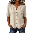 thumbnail image 1 of dazeni Women's Short Sleeve Sweater Lightweight Knit Button Down Cardigan Jackets Summer Casual Open Front Cardigans Clothes Beige, 1 of 5