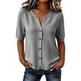 thumbnail image 1 of dazeni Women's Short Sleeve Sweater Lightweight Knit Button Down Cardigan Jackets Summer Casual Open Front Cardigans Clothes Gray, 1 of 5