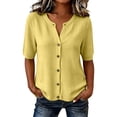 thumbnail image 1 of dazeni Women's Short Sleeve Sweater Lightweight Knit Button Down Cardigan Jackets Summer Casual Open Front Cardigans Clothes Yellow, 1 of 5